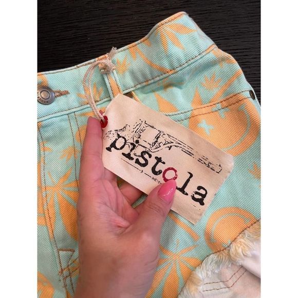 PISTOLA NWT High Life Printed Stretchable High-waist Denim Shorts MEDIUM - Picture 2 of 5